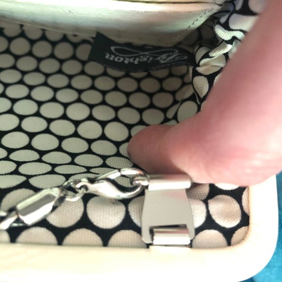 Brighton White Patent Leather Flower Clutch Pouch - Picture 8 of 11